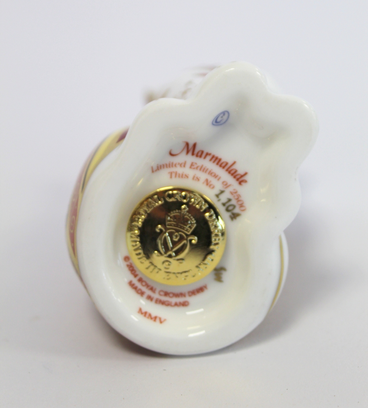 Royal Crown Derby paperweight "Marmalade Kitten", limited edition no. 1104/2500, gold stopper, - Bild 5 aus 6