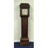 Thirty hour long case clock, by Knight, Thaxted, with posted movement, in oak case with blind fret