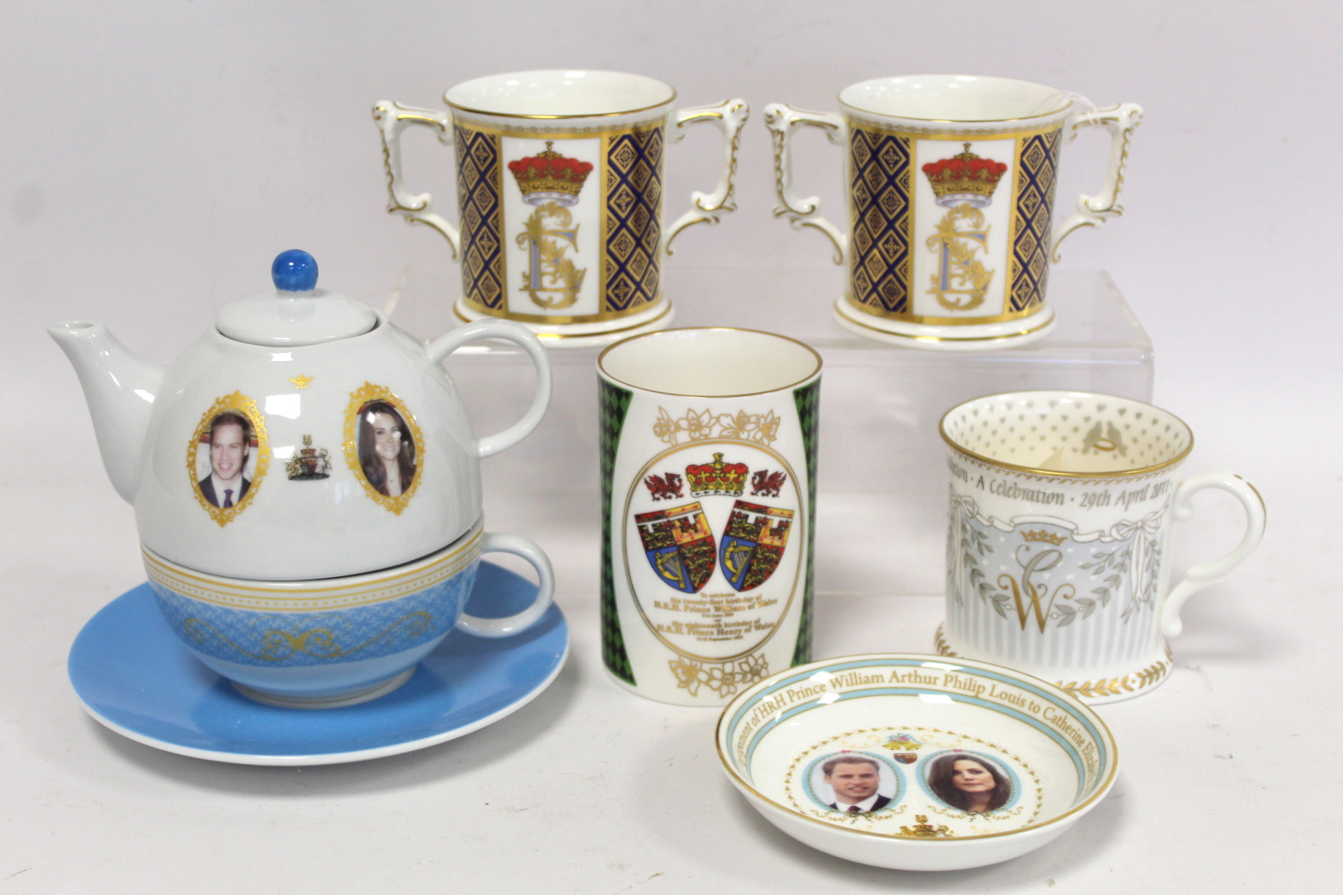 Two Royal Crown Derby commemorative loving cups for the Royal Wedding of Prince Edward to Sophie