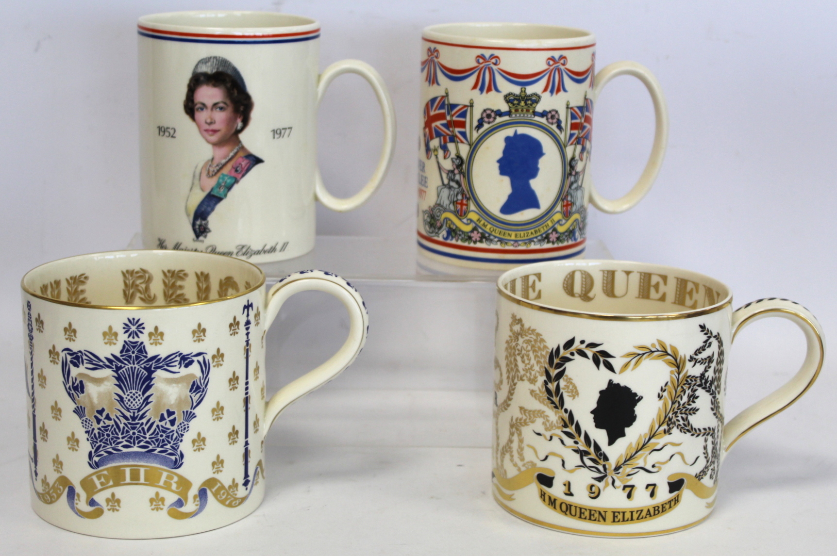 Four Wedgwood commemorative mugs for the Queen's Silver Jubilee 1977 including two designed by