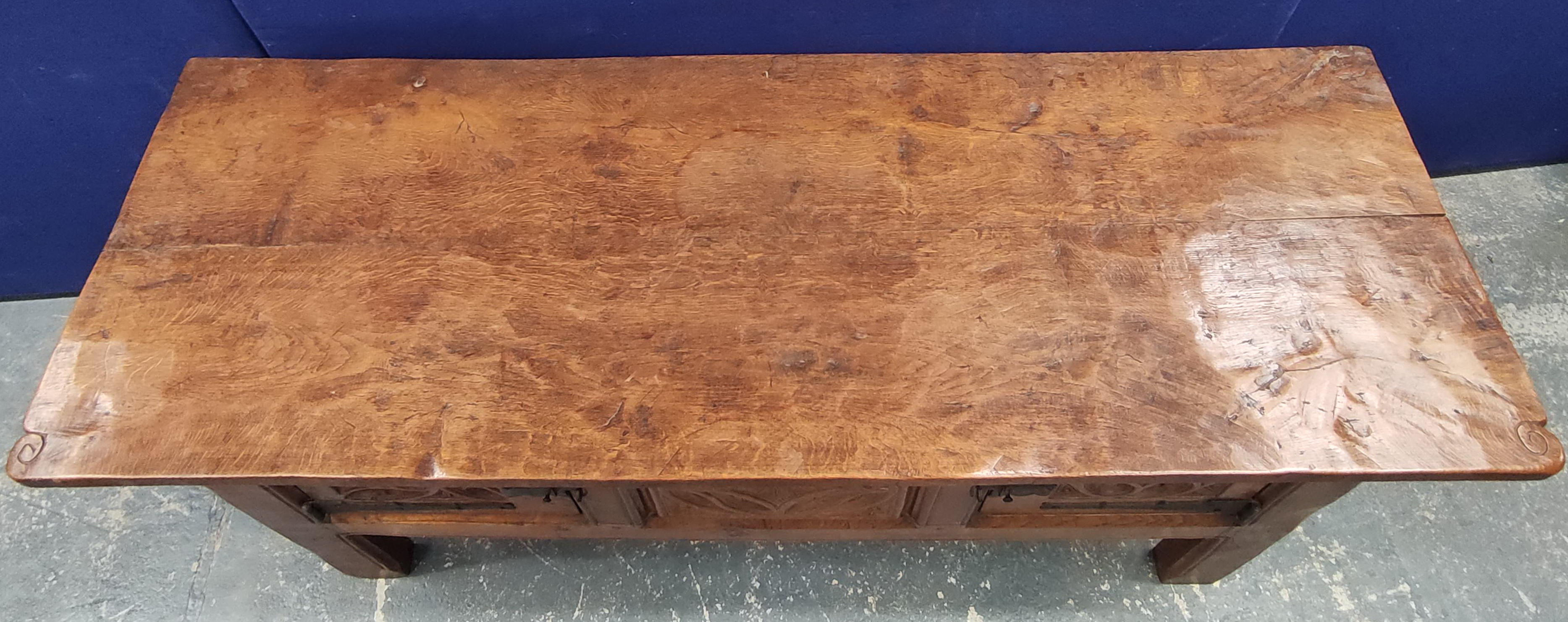 Robert "Mouseman" Thompson, oak sideboard, the rectangular top with scroll incised corners above - Image 7 of 10