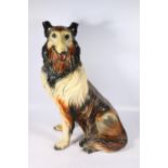 20th century composite model of a Rough Collie or Borzoi dog, sitting. 65cm tall.