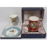 Large Spode commemorative bone china loving cup for the Silver Wedding of The Queen and Duke of