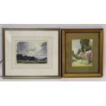 Robert Forrester. Landscape with grazing cattle. Watercolour. 14cm x 20.5cm. Signed. Also an early