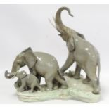 Large Lladro porcelain figure group " Familia de Elefantes" (Elephant family) model no. 01004764,