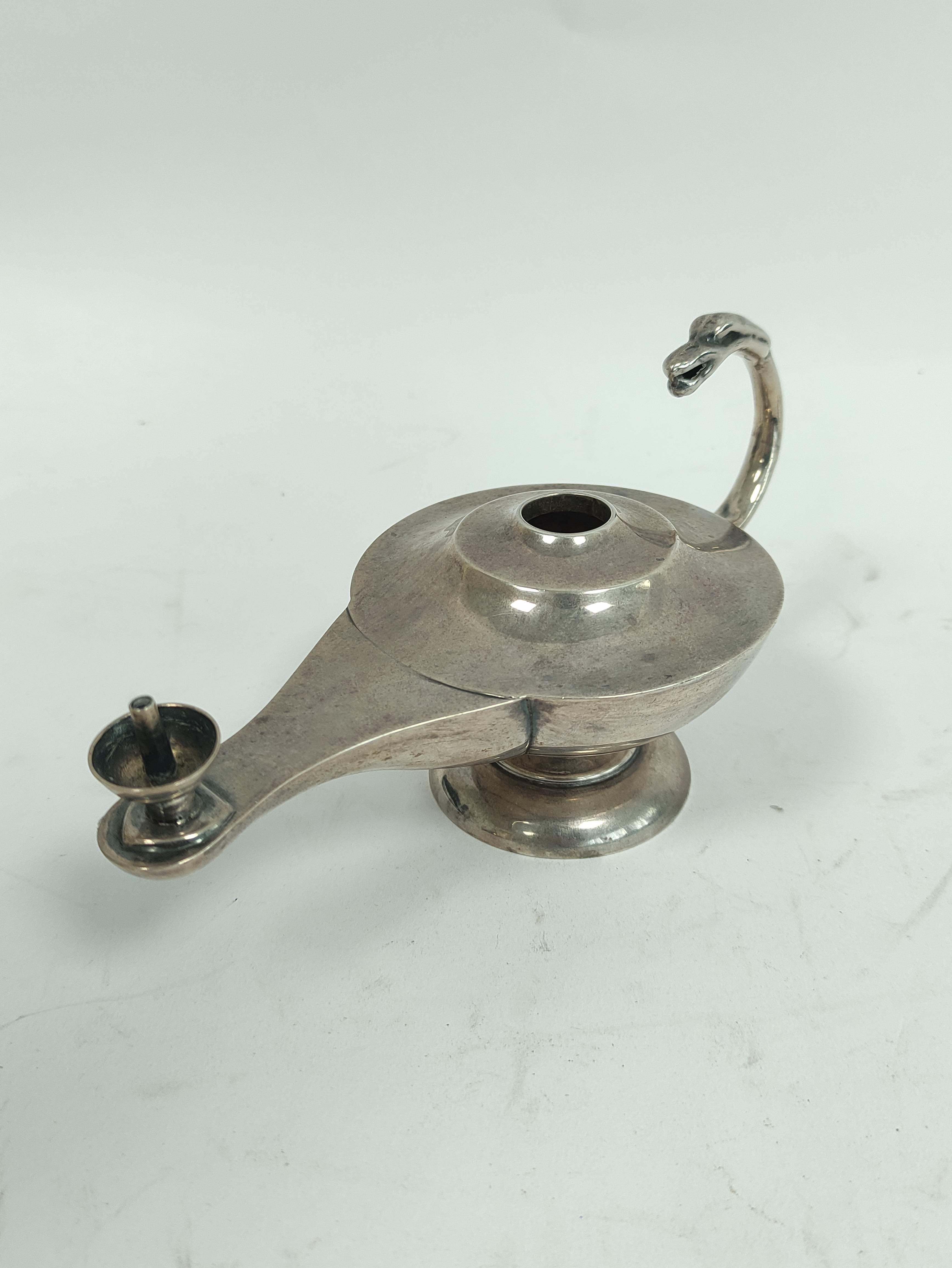 Silver cup, 1908, a Roman lamp lighter, 1904, a Dutch sifter spoon, a cigarette case and a child's - Image 2 of 7