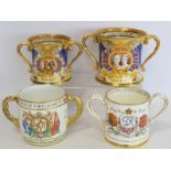Two Shelley commemorative twin handled loving cups for the Coronation of George VI and Queen