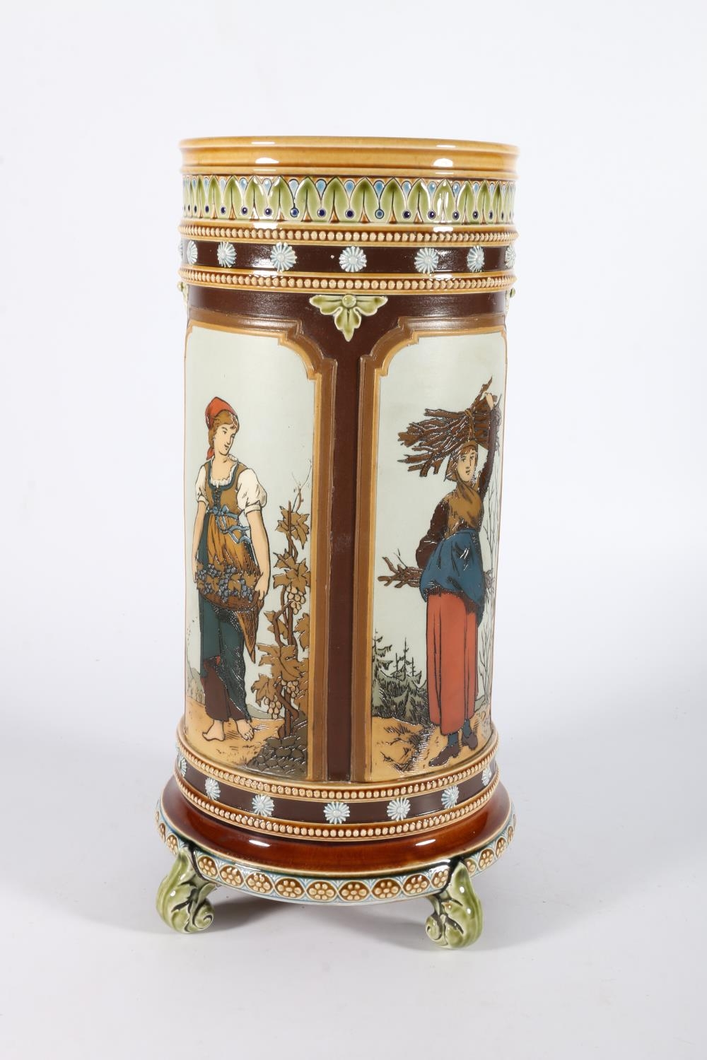 Mettlach Villeory & Boch, a pottery vase designed by Christian Warth having four vignettes depicting - Bild 4 aus 9