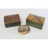 19th century moulded plaster trinket or tobacco box of rectangular form, the pictorial cover