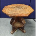 Robert "Mouseman" Thompson, oak centre table, the octagonal top on shaped flat supports with an