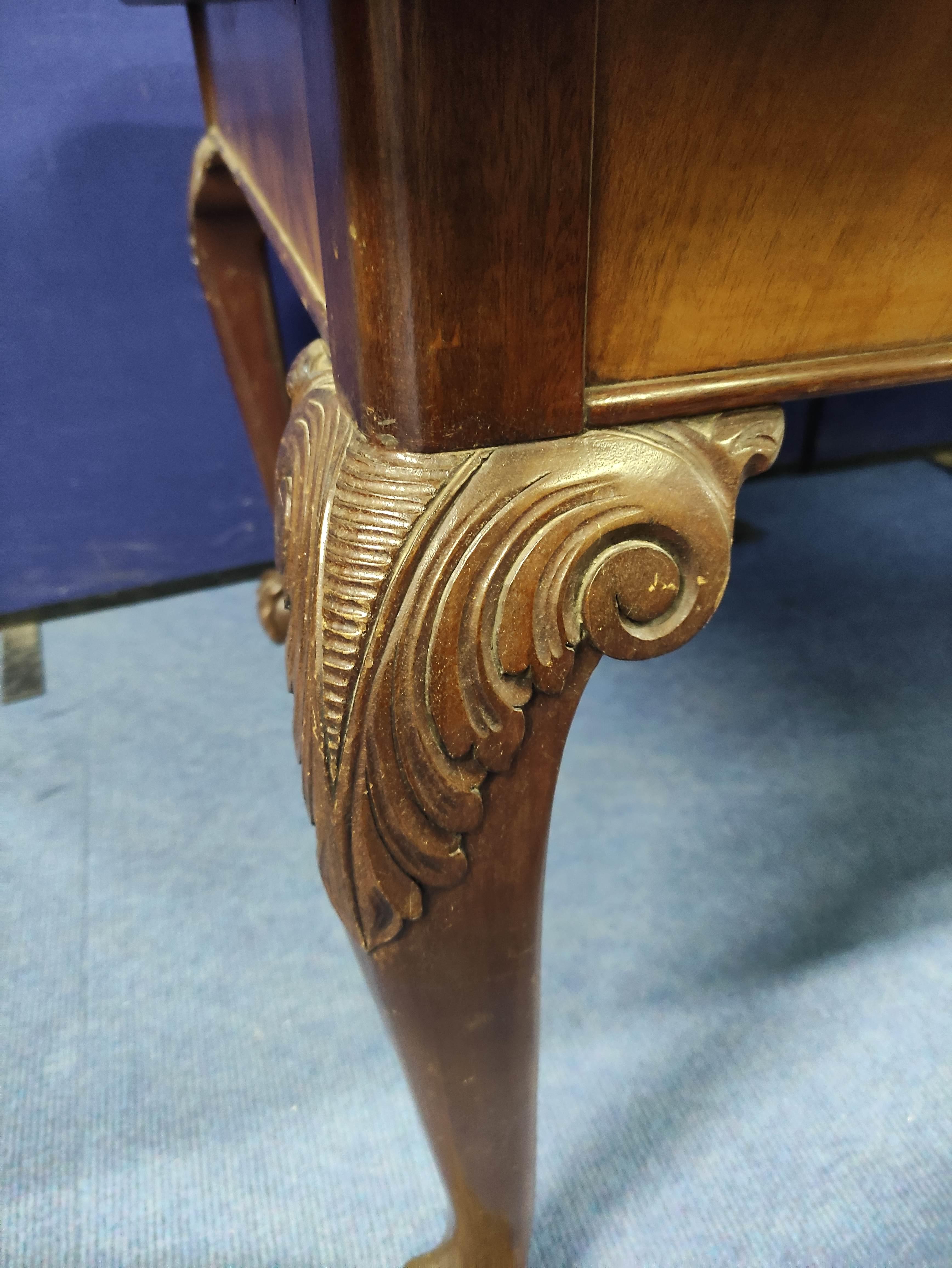 Late 19th century large mahogany and walnut library table, the rectangular top with moulded edges - Image 2 of 4