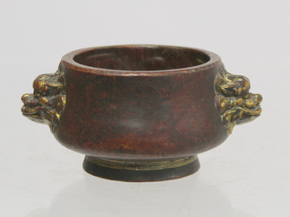 Chinese small white metal bowl with repousse floral band to exterior and two punched character marks - Image 8 of 13