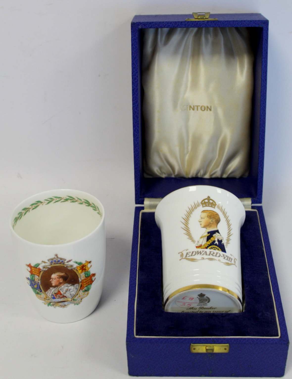 Minton commemorative ware limited edition beaker for the Coronation of Edward VIII 1937, no. 1719/