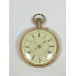 Keyless lever stop watch, in rolled gold open face case. 56mm