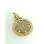 Chopard 18ct gold pendant watch with waved dial and satin, 12g without movement.