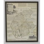 Emanuel Bowen, 18th century hand coloured engraved map "An Improved Map of the Counties of