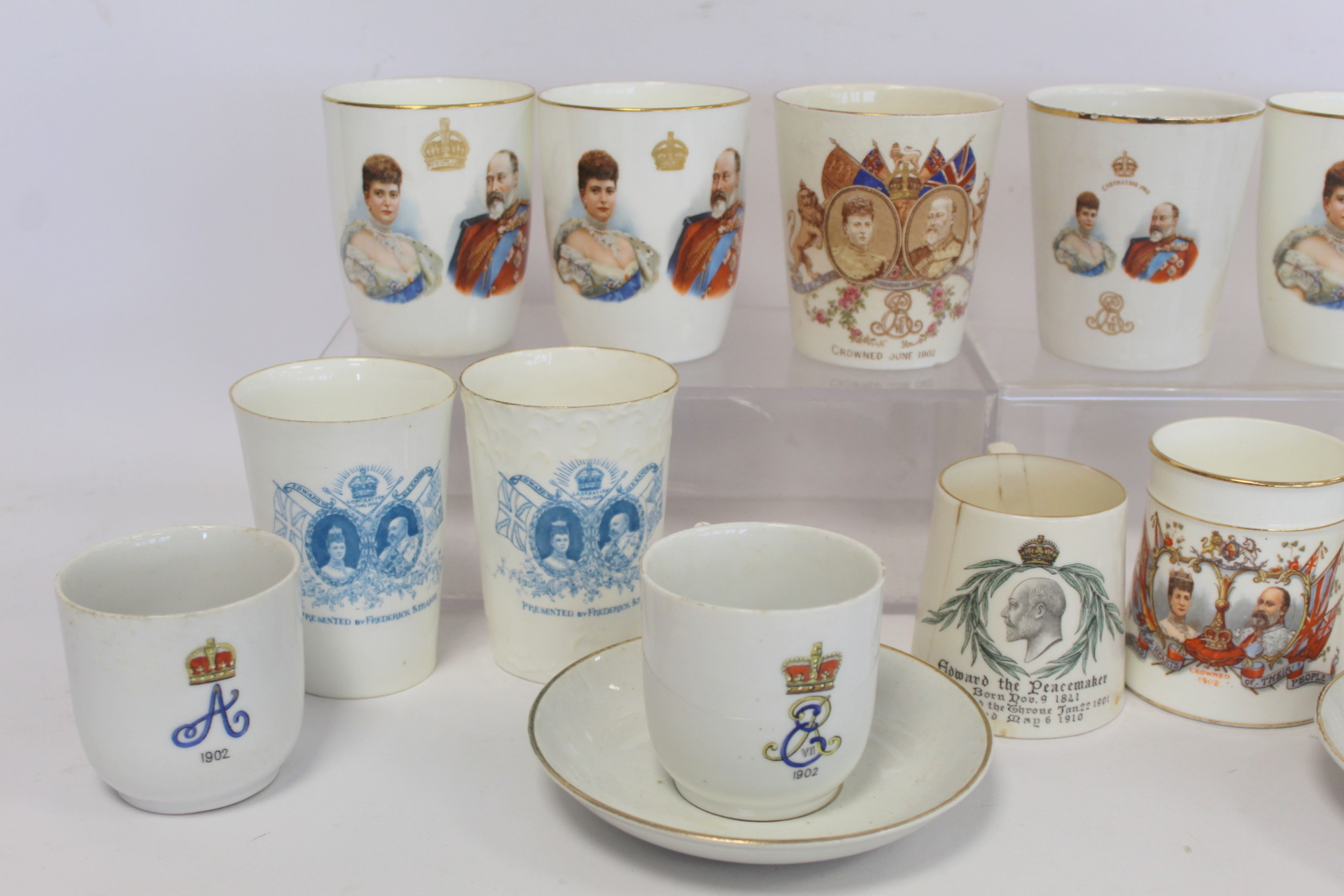 Nine commemorative beakers for the Coronation of Edward VII and Queen Alexandra 1902, including - Image 2 of 9