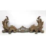 Cast metal adjustable fender in three parts, the central rail with pierced scroll and shell, with
