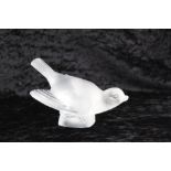 Modern Lalique frosted glass paperweight in the form of a sparrow with outstretched wings, incised