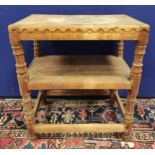 Robert "Mouseman" Thompson oak rectangular two tier occasional table with moulded frieze and