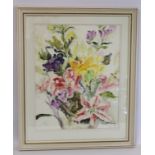 Margaret Dickinson (British 20th Century School). Mixed flower delight. Watercolour over pencil.