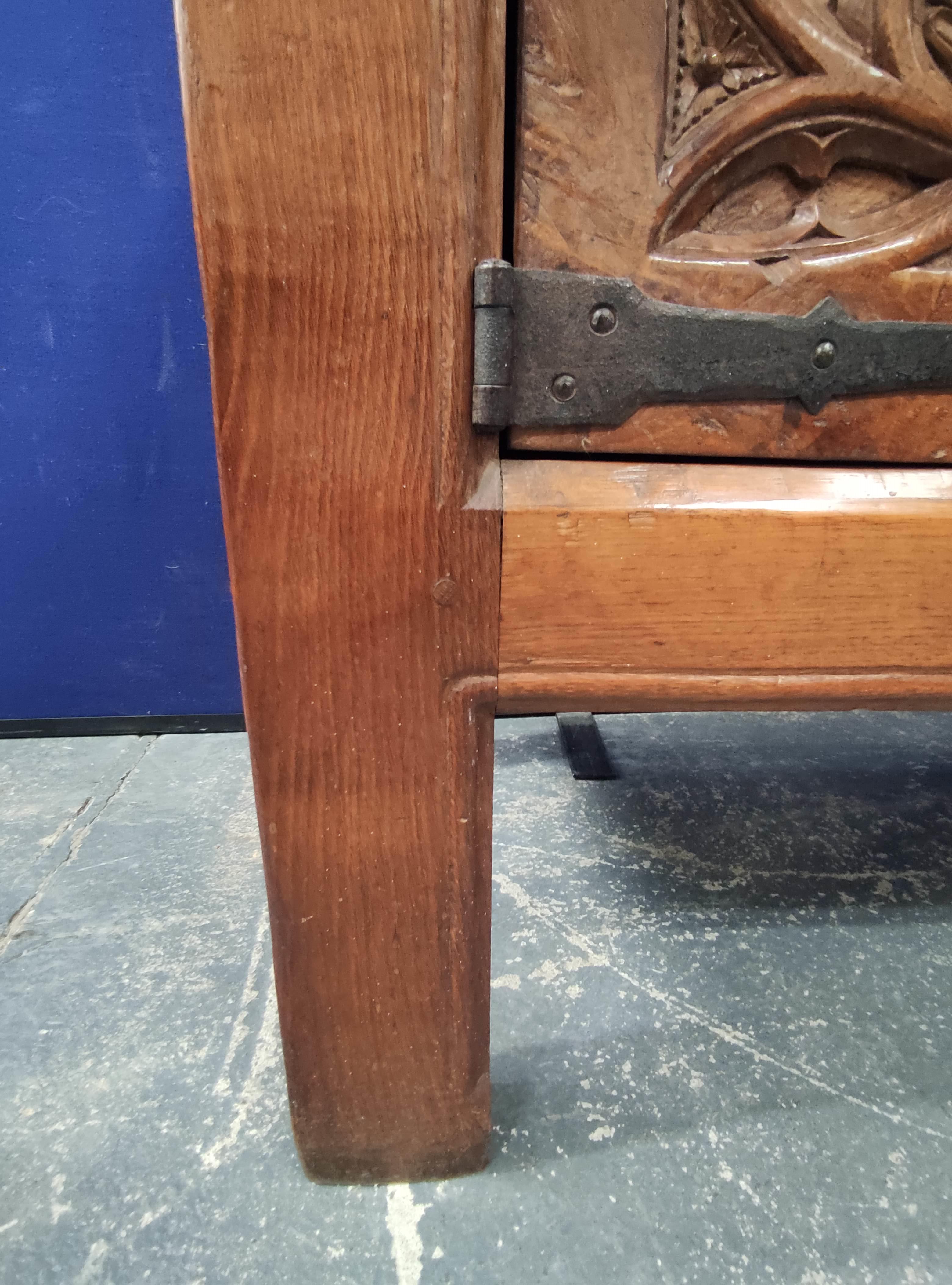 Robert "Mouseman" Thompson, oak sideboard, the rectangular top with scroll incised corners above - Image 10 of 10