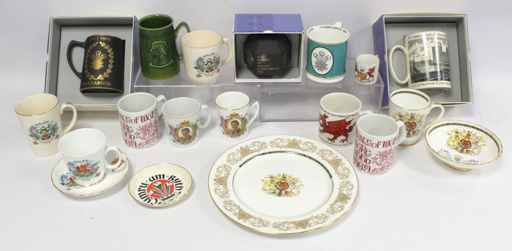 Collection of various items commemorating the Investiture of Prince Charles at Caernarvon Castle,