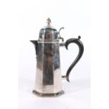 George VI silver café au lait pot by Jay, Richard Attenborough Co Ltd, Chester, 1937, 22cm tall,