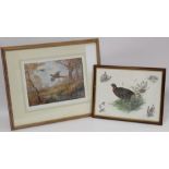 "Autumn glory", a pencil signed colour print of pheasants in flights after an original by John Cyril