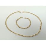 9ct gold necklet of filed curb pattern with matching bracelet 6.5g (2)