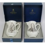 Two Royal Worcester commemorative 'Collectors Society' bone china jugs of baluster form with mask