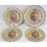 Four Paragon commemorative plates for the Coronation of George VI and Elizabeth 1937, 27cm, 24cm,