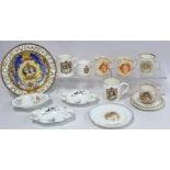 Collection of commemorative ware for Princess Elizabeth and Princess Margaret, comprising: Paragon