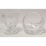 Webb Corbett cut glass vase of rounded flared form on concave short stem and circular foot, with