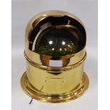 Nauticalia: gimble liquid compass enclosed in a brass binnacle case, drilled to the base for