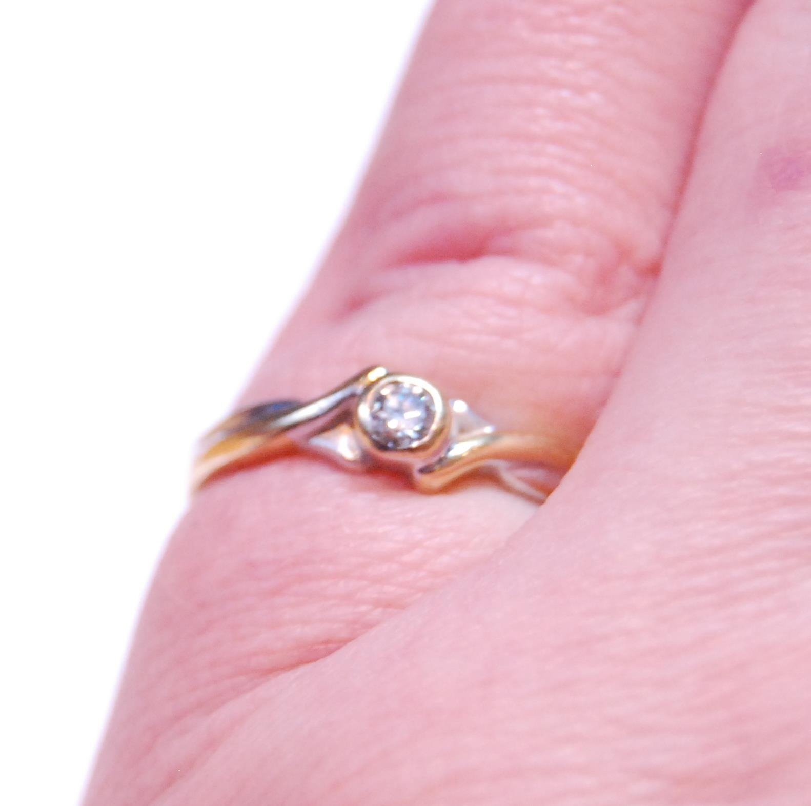 Diamond solitaire ring with collet-set brilliant, in 18ct gold, size P. - Image 5 of 5