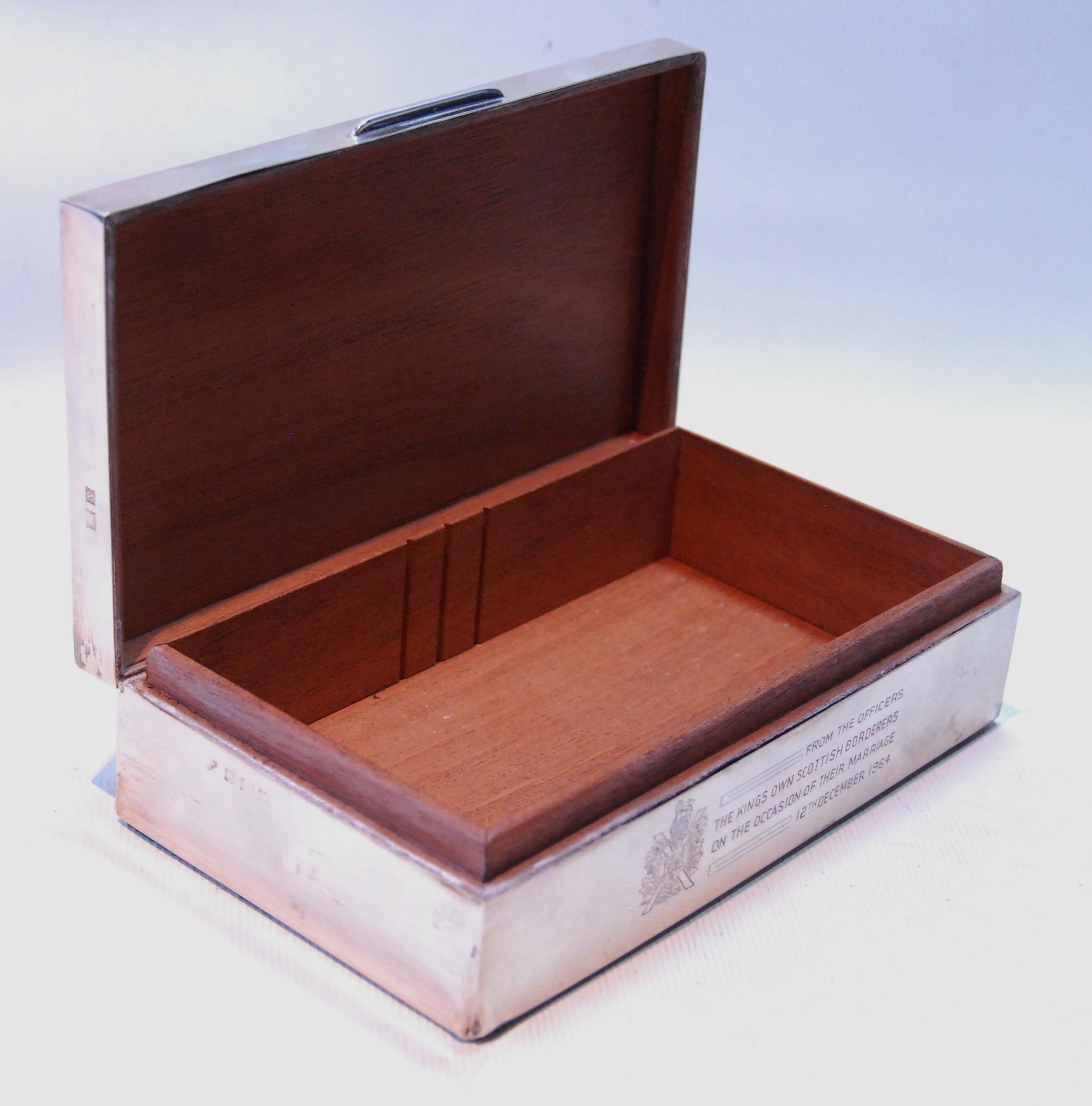 Silver cigarette box, engine turned, 1964, 15cm x 9cm. - Image 3 of 4