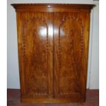 Victorian mahogany wardrobe with two doors on plinth base, 214cm high, approximately 160cm wide