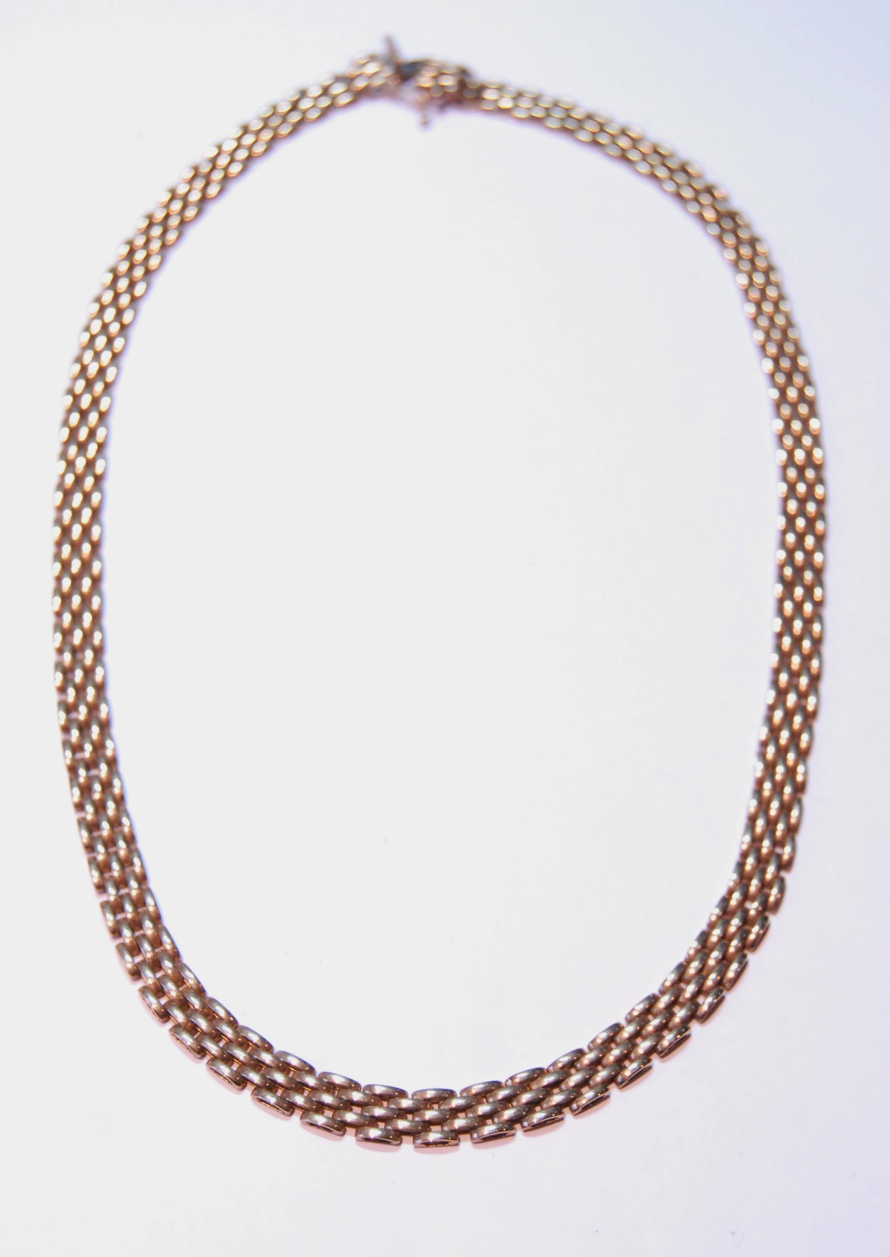 Gold necklace with gate-style links, '9kt', 18g.