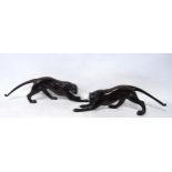 Pair of patinated bronze figures of panthers in the manner of Chiparus, unsigned, 9.5cm high and