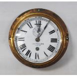 Ship's bulkhead wall clock, the dial named to John Morton & Co., Glasgow, with subsidiary seconds