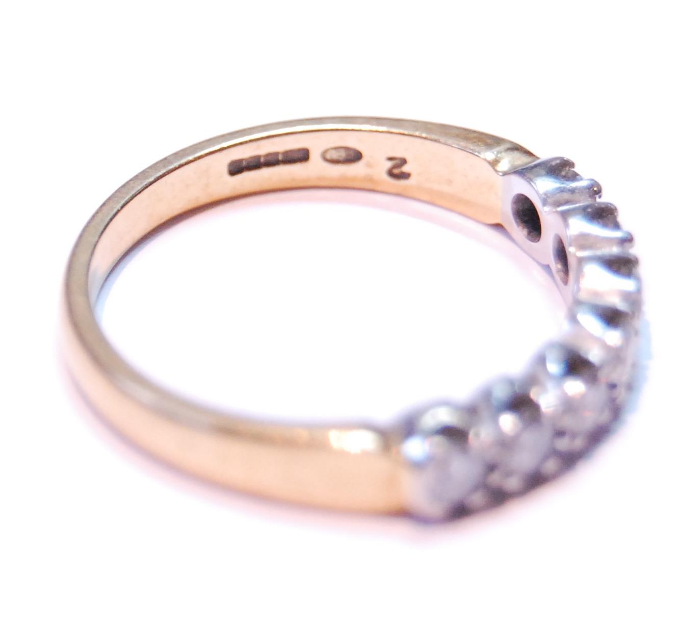 Diamond seven-stone half eternity ring with brilliants, approximately .05ct, in 18ct gold, size L, - Image 4 of 5