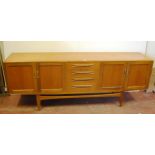 Danish-influenced retro teak sideboard, design attributed to Koford-Larson, with four short