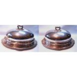 Pair of Old Sheffield plated meat dishes with foliate edges, with covers, c. 1830.