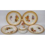 Set of four Nautilus Porcelain fruit plates (Possil Pottery, Glasgow) decorated with floral panels