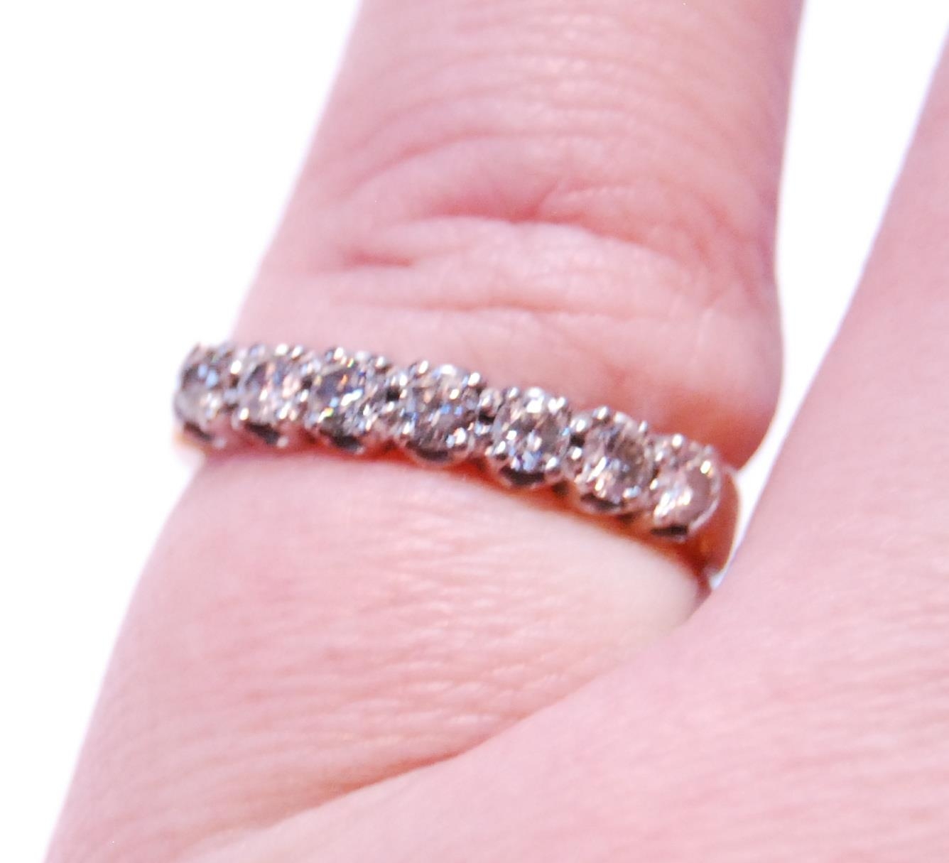 Diamond seven-stone half eternity ring with brilliants, approximately .05ct, in 18ct gold, size L, - Image 5 of 5