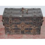 17th century iron Armada chest of German origin, probably Nuremberg, constructed of riveted iron