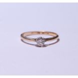 18ct gold solitaire diamond ring, the brilliant-cut stone measuring just over 0.25ct, stamped '