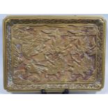 Oriental brass tray (early part of the 20th century), probably Japanese, decorated with relief