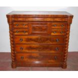 Victorian Scottish mahogany chest of drawers, with a deep drawer flanked by three short drawers
